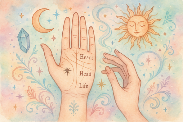 el yüz okuma sanatını anlatan pastel renkler içeren bir görsel oluştur